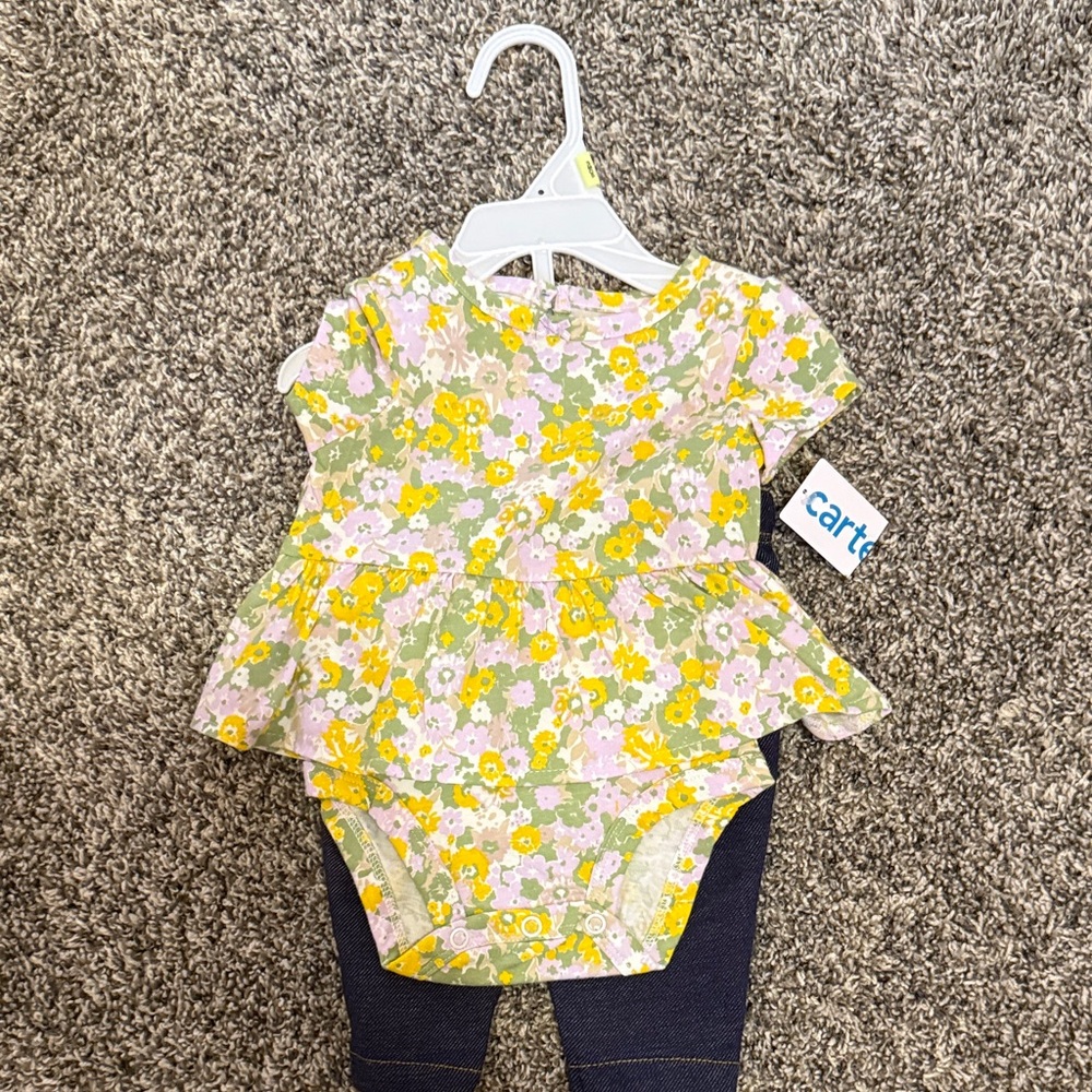 Carter's Floral Green and Yellow Baby Set